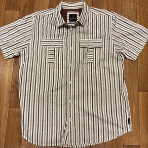 PrAna Button Up Shirt Mens Large Geometric Southwestern‎ Organic Cotton